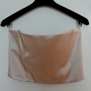 ZARA Strapless Satin Corset Top – Nude Blush – Size Small